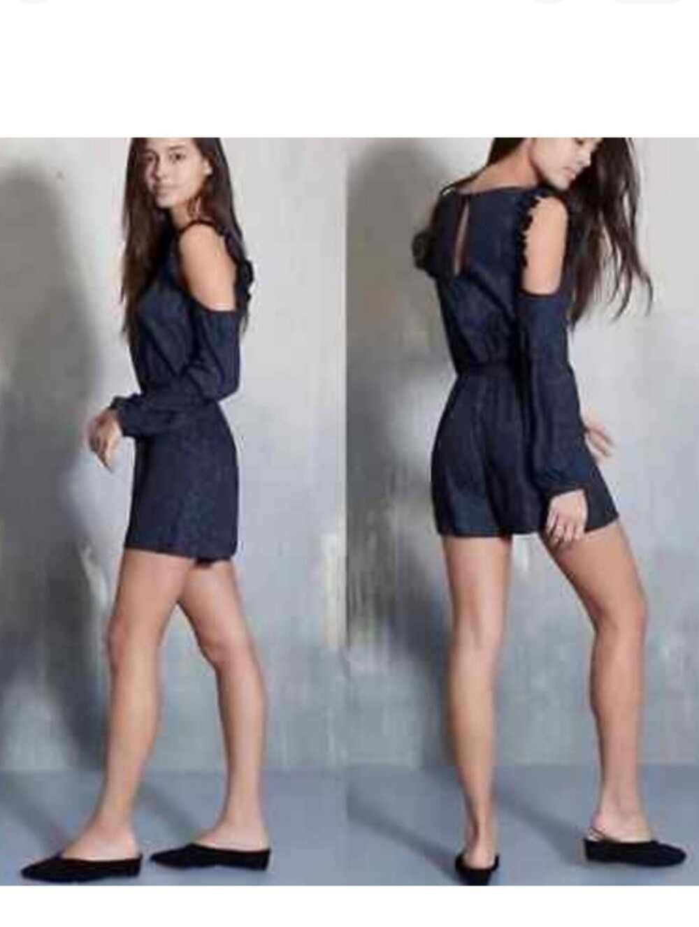 New {Avec Les Filles Anthropologie} Cold Shoulder Playsuits Black Combo Small